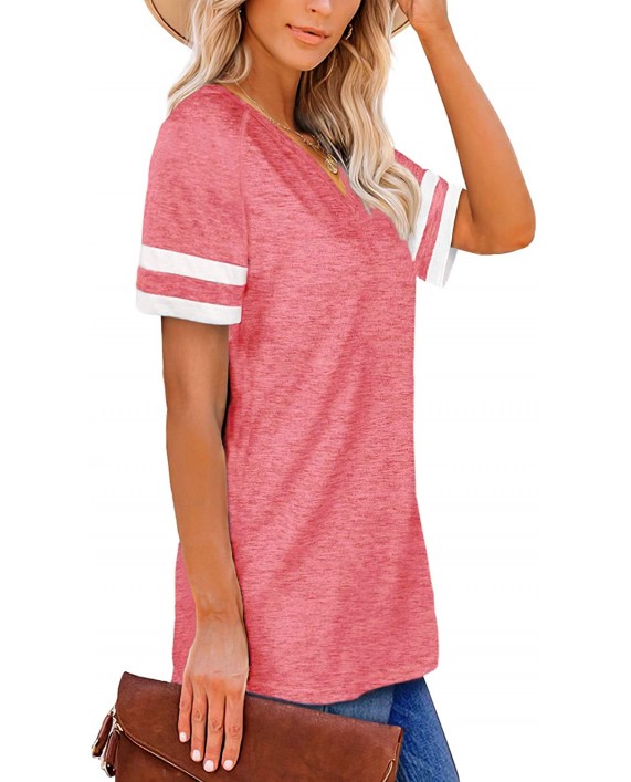 Grace's Secret Summer Tops for Women Short Sleeve Side Split Casual Loose Tunic Top Shirts