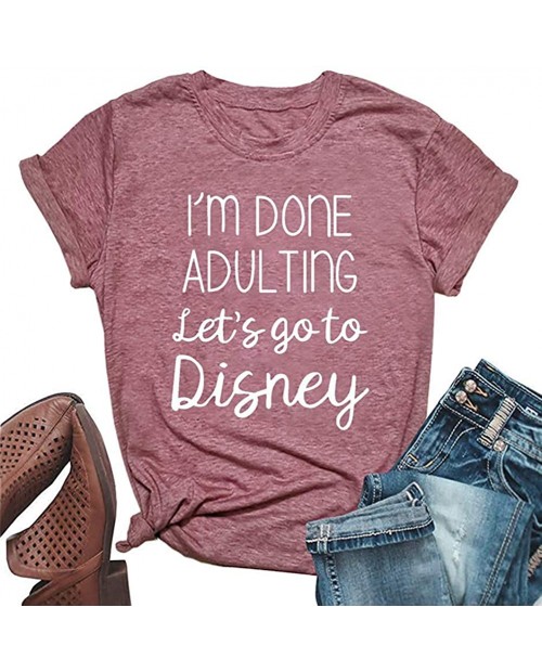 HDLTE Women I'm Done Adulting T Shirt Short Sleeve Female Casual Summer Vacation Tops Tee at  Women’s Clothing store