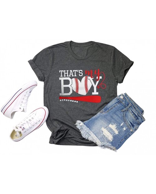 HDLTE Women Thats My Boy Baseball T-Shirt Funny Letters Printed Graphic Blouse Top at  Women’s Clothing store