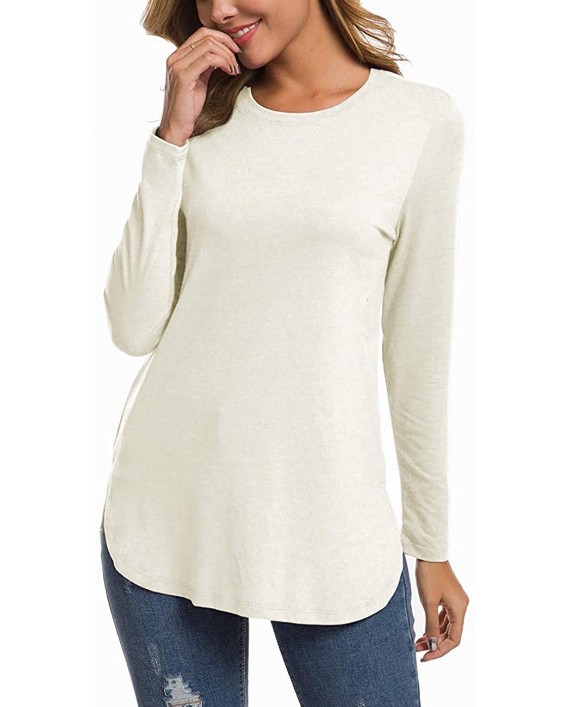 Herou Women Long Sleeve Loose Casual Side Split Tunic Sweater Tops T Shirt at Women’s Clothing store