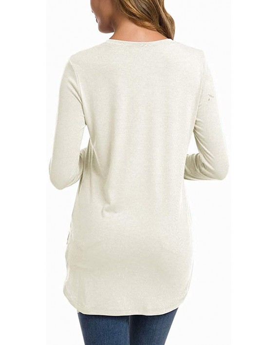 Herou Women Long Sleeve Loose Casual Side Split Tunic Sweater Tops T Shirt at Women’s Clothing store