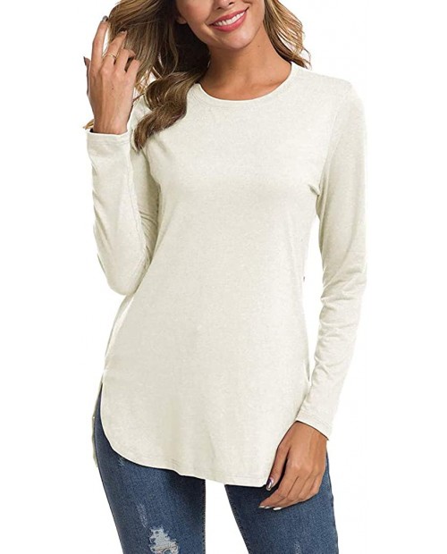 Herou Women Long Sleeve Loose Casual Side Split Tunic Sweater Tops T Shirt at  Women’s Clothing store