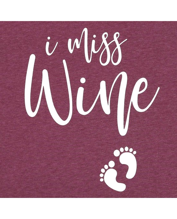 I Miss Wine T Shirt Women Funny Pregnancy Announcement Shirts Short Sleeve New Mom Gift Shirt Top at Women’s Clothing store