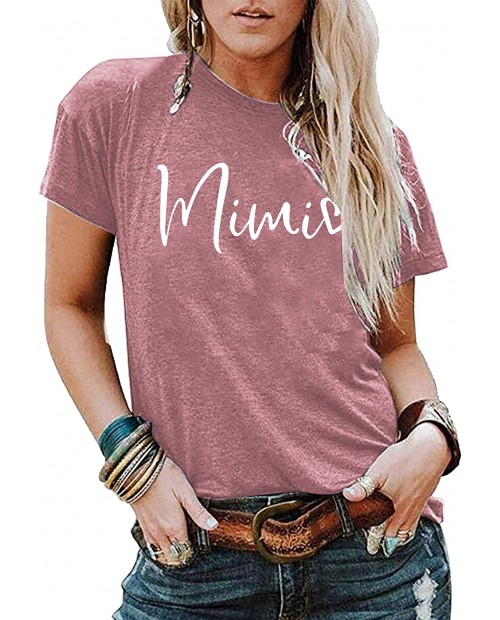 KIDDAD Mimi Shirt Womens Mimi Heart Graphic Print T Shirt for Grandma Casual Short Sleeve Tee Top at  Women’s Clothing store