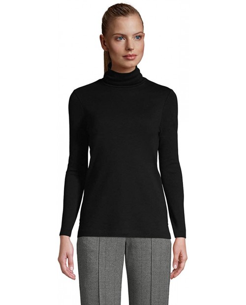 Lands' End Women's Supima Cotton Long Sleeve Turtleneck at  Women’s Clothing store