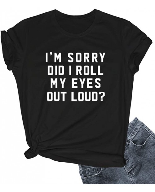 LOOKFACE Women I'm Sorry Did I Roll Summer Graphic Cute Tee Shirts at Women’s Clothing store