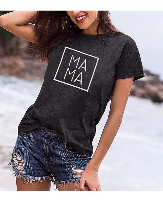 Mama Letters Print T-Shirt Women Short Sleeve Casual Graphic Tees Tops Mother's Day Shirts Gift