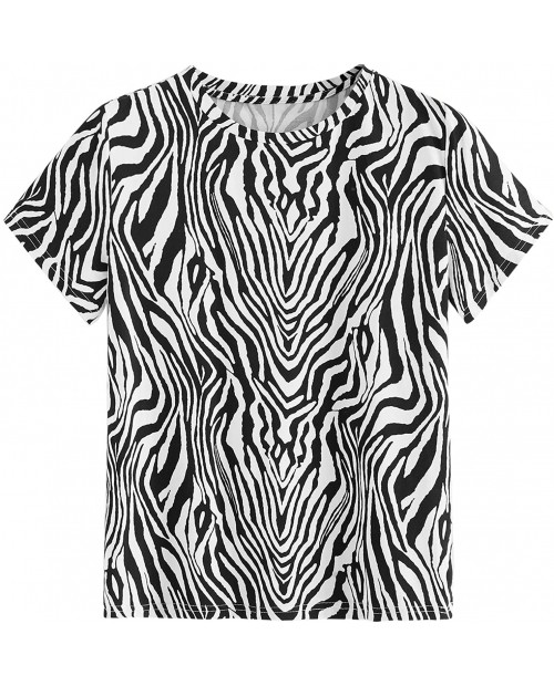 Milumia Women's Casual Zebra Print Short Sleeve T Shirt Tee Tops at  Women’s Clothing store