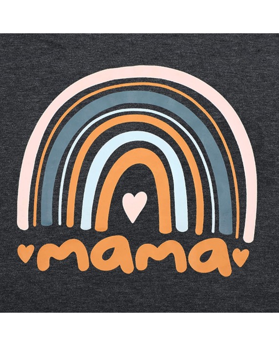 MYHALF Mama Shirt Women Funny Rainbow Shirts Mothers Day T Shirt Funny Graphic Casual Print Tee Tops at Women’s Clothing store