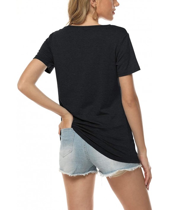 Newchoice Women's Henley Shirts Short Sleeve Button Up V Neck T-Shirts