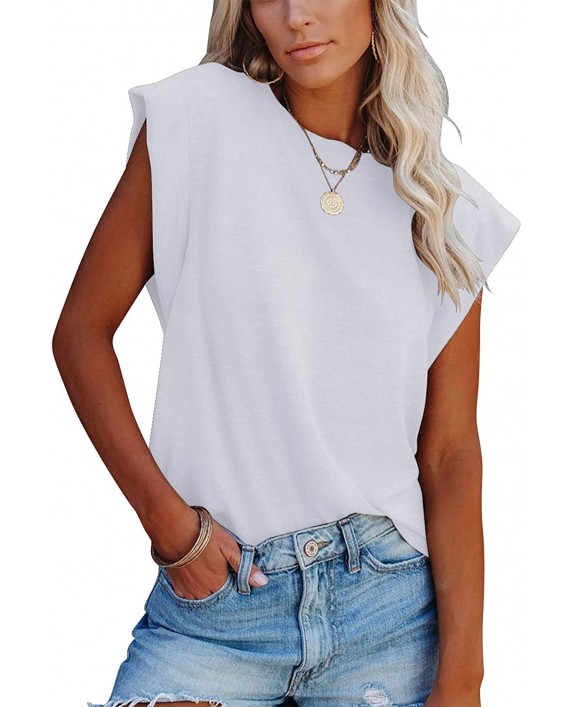 Peacameo Women's Summer Casual Top Crewneck Tee Shirt Blouse Sleeveless Tank at Women’s Clothing store
