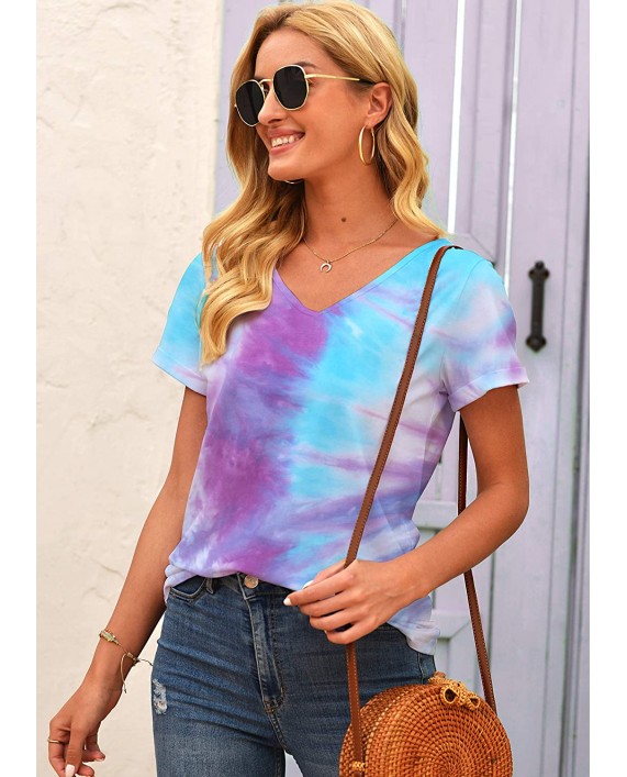 Queen's Here Women Tie Dye Tops Summer Short Sleeve Trendy Casual Novelty Tunic Shirts at Women’s Clothing store