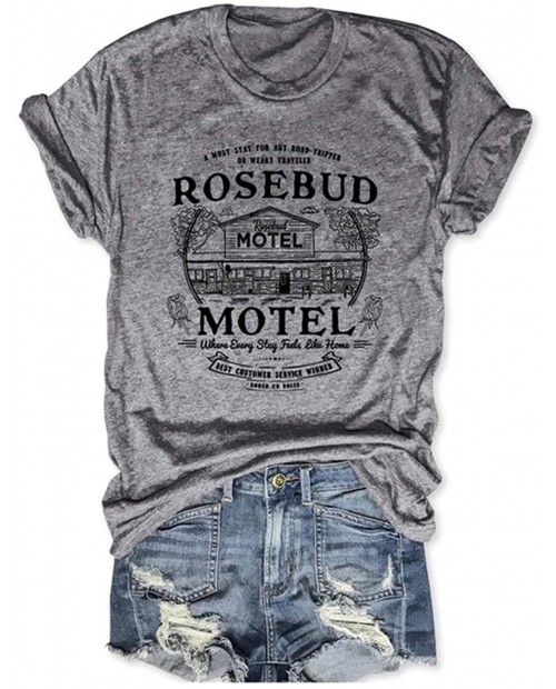 Rose Apothecary Shirt Women Casual Short Sleeve Rosebud Motel T-Shirts Funny Ew David Rose Flower Graphic Tees Tops