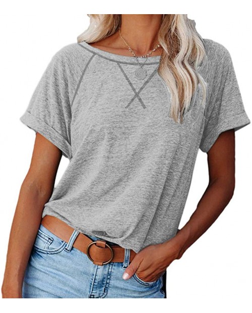 SAUKOLE Womens Color Block Crewneck Short Sleeve T Shirts Loose Casual Workout Tee Tunic Tops at  Women’s Clothing store