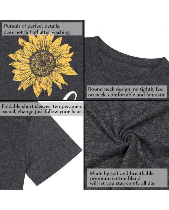 Sunflower Shirt Women Cute Floral Graphic Tee Shirts Short Sleeve Funny T-Shirt Top Blouse at Women’s Clothing store