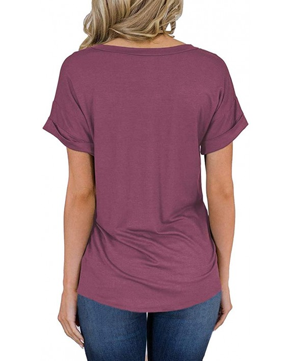 Tobrief Women's Short Sleeve V-Neck Shirts Loose Casual Tee T-Shirt with Pocket