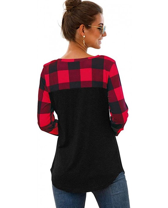 VVWENR T Shirts Long Sleeve Tops for Women Blouses Leopard Print Casual Black Red XL at Women’s Clothing store
