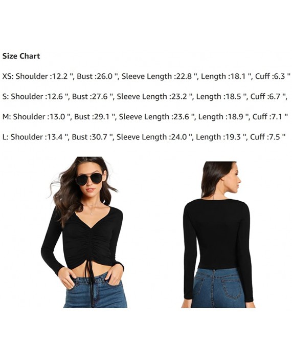 WDIRARA Women's Deep V Neck Front Tie Ruched Casual Crop Top at Women’s Clothing store