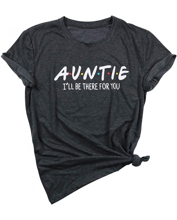 Women Auntie T-Shirt Aunt Vibes Shirt Cute Aunt Gifts Tee Shirt Short Sleeve Casual Shirt at Women’s Clothing store