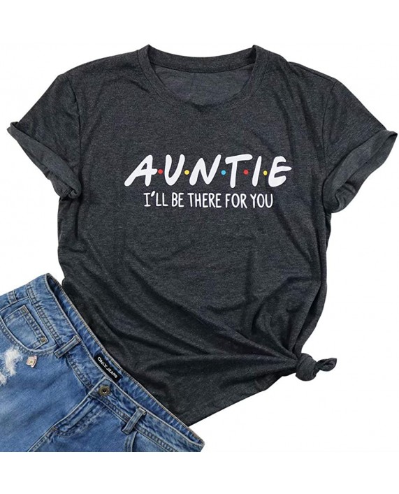 Women Auntie T-Shirt Aunt Vibes Shirt Cute Aunt Gifts Tee Shirt Short Sleeve Casual Shirt at Women’s Clothing store