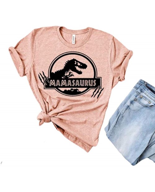 Women Motherhood is A Walk in The Park T-Shirt Vintage Jurassic Dinosaur Mom Flowers Graphic Tees Top at Women’s Clothing store
