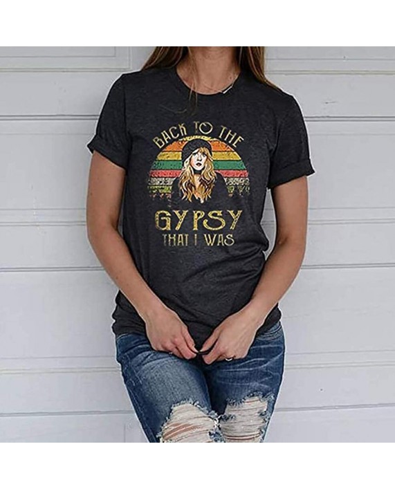Women's Graphic Tees Back to The Gypsy That I was Funny T-Shirt Letter Print Vintage Music Shirts Tops