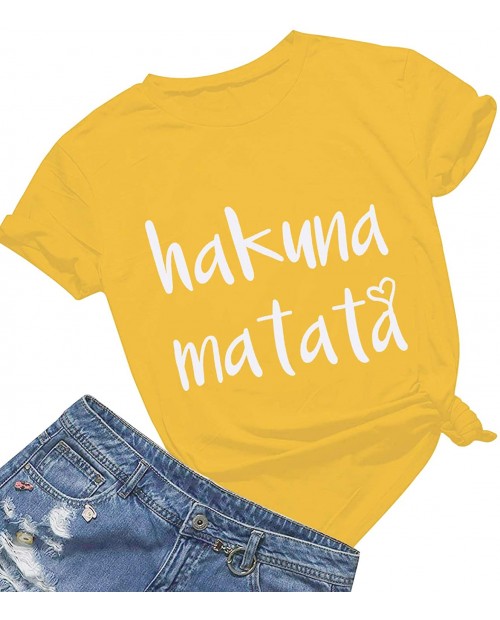 Women’s Hakuna Matata T-Shirt Cute Letter Print Short Sleeve Tee Top Funny Graphic T-Shirt at  Women’s Clothing store