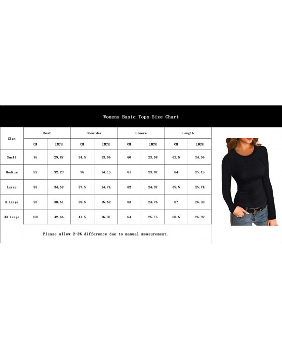 Womens Ribbed Long Sleeve Crewneck Shirts Fitted Sweaters Slim Fit Basic Casual Tops at Women’s Clothing store