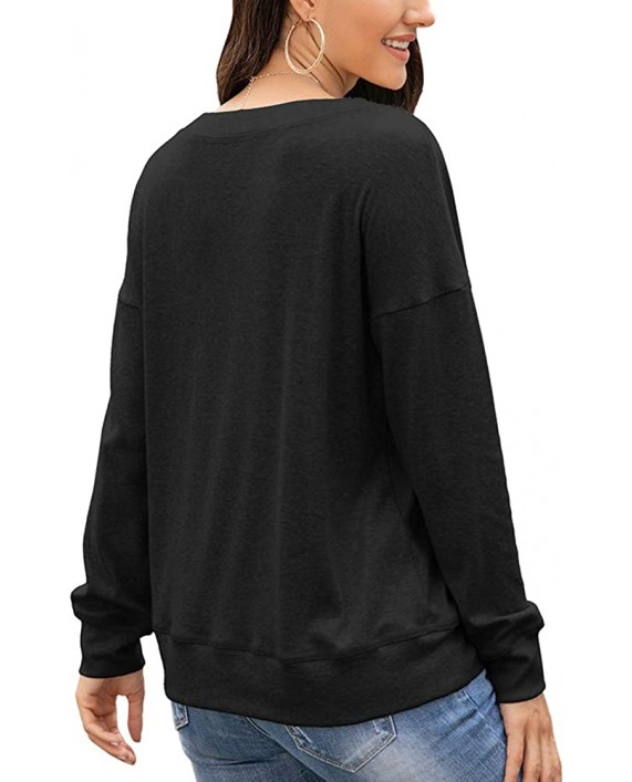 Basoteeuo Womens Button Down Henley Shirts Long Sleeve Tunic Tops Thin Pullover Sweatshirt at Women’s Clothing store