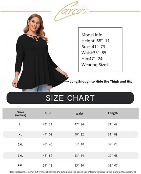 CARCOS Plus Size Tops for Women V Neck Button Shirts Short Sleeve 3 4 Sleeve Sexy Summer Clothes … at Women’s Clothing store