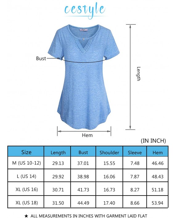 Cestyle Womens Summer Casual Crewneck Keyhole Front T Shirt Blouse Tops at Women’s Clothing store