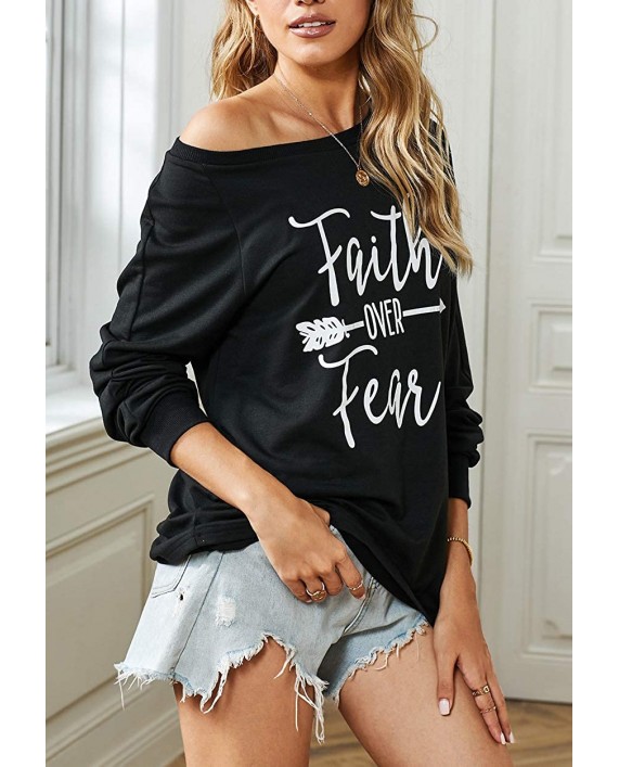 Chvity Women's Casual Long Sleeve T-Shirt Tunics Letter Print Pullover Tops at Women’s Clothing store