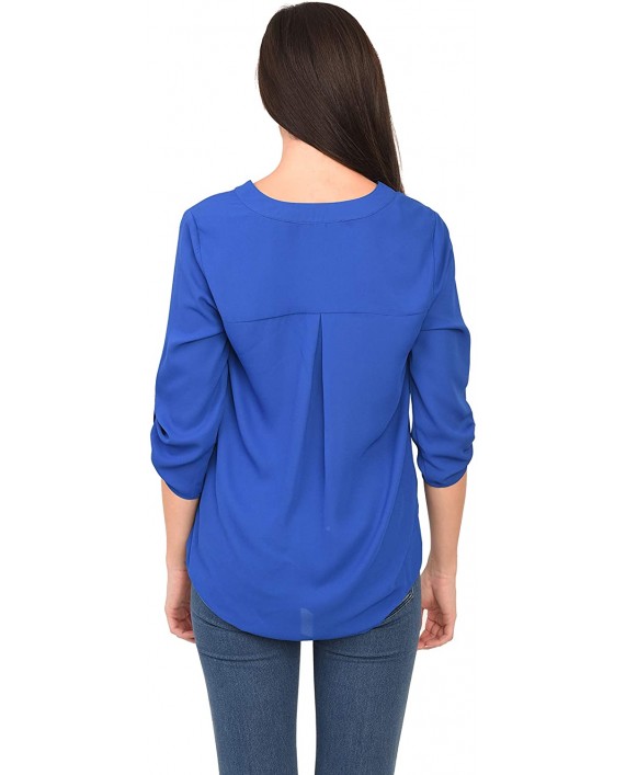 DR2 Womens Long Sleeve Tops V Neck T Shirts Work Casual Tops Tunic Shirts Fashion 3 4 Sleeve Work Blouses for Spring Summer