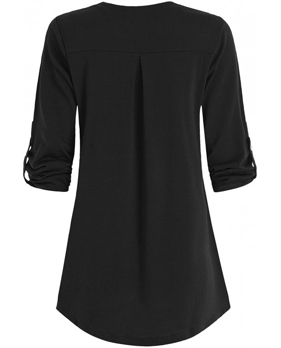 Esenchel Women's 3 4 Roll Sleeve Tunic Top High Low Blouse Shirt at Women’s Clothing store