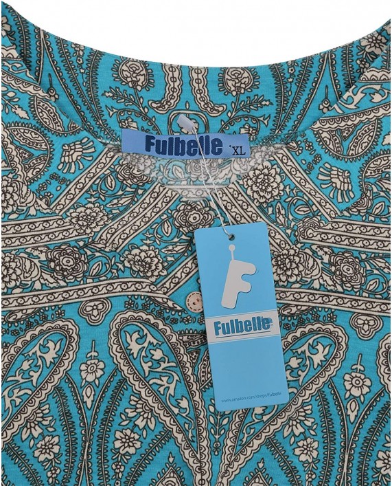 Fulbelle Women Plus Size Tunic V Neck 3 4 Sleeve Blouses Floral Shirts XL-4XL at Women’s Clothing store