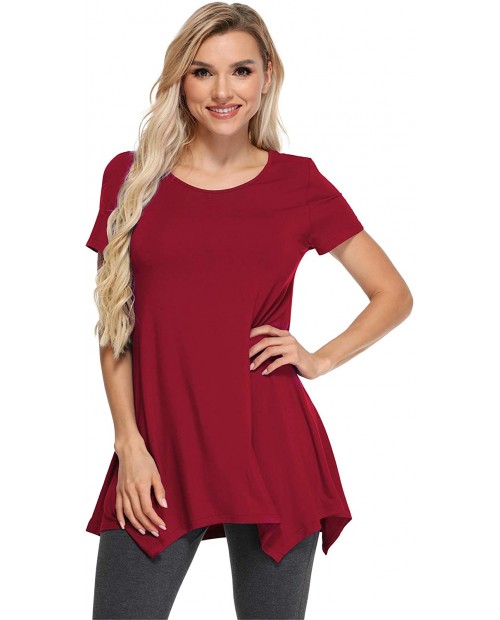 GYS Women's Short Sleeve Tunic Tops for Leggings Causal Swing Blouse Tshirt at Women’s Clothing store