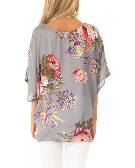 HUUSA Womens Floral Chiffon Tops Summer Casual Short Sleeve V Neck Fashion Twist Front Blouse Shirts at Women’s Clothing store