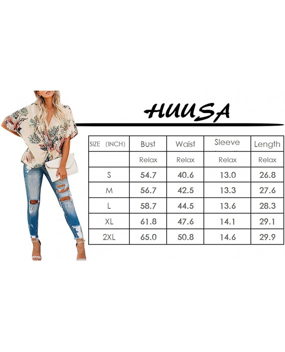 HUUSA Womens Floral Chiffon Tops Summer Casual Short Sleeve V Neck Fashion Twist Front Blouse Shirts at Women’s Clothing store