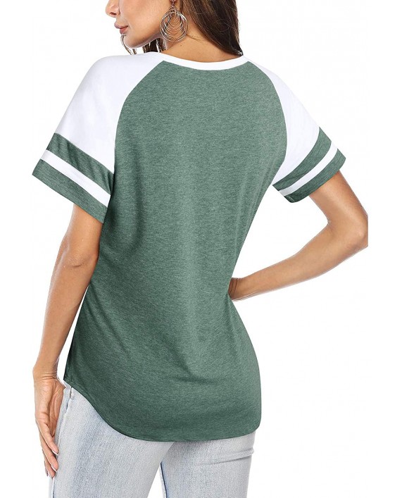 II ININ Women Summer Short Sleeve V Neck Color Block Raglan Casual T Shirt Blouse Tops Tunic at Women’s Clothing store