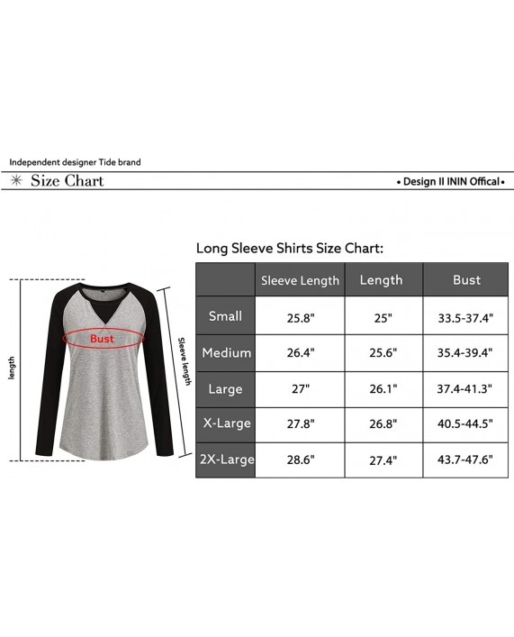 II ININ Women's Long Sleeve Round Neck Patchwork Color Block T Shirt Baseball Raglan Tunic Casual Loose Blouse Tops at Women’s Clothing store