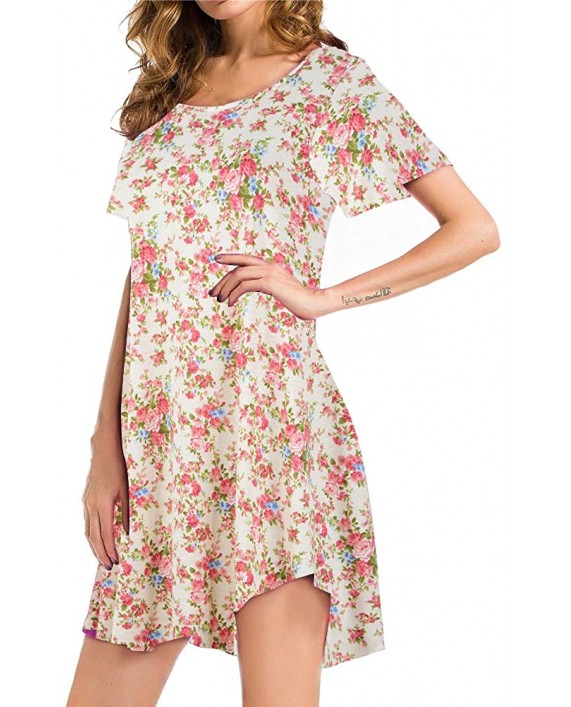 JollieLovin Women's Tunic Top Casual Short Sleeve Swing Loose T-Shirt Dress at Women’s Clothing store