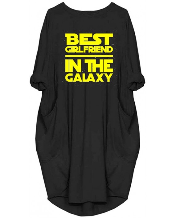 Kawenur Women's Best Girlfriend in The Galaxy Long Sleeve Loose Pocket Oversize Tunic Dresses at Women’s Clothing store