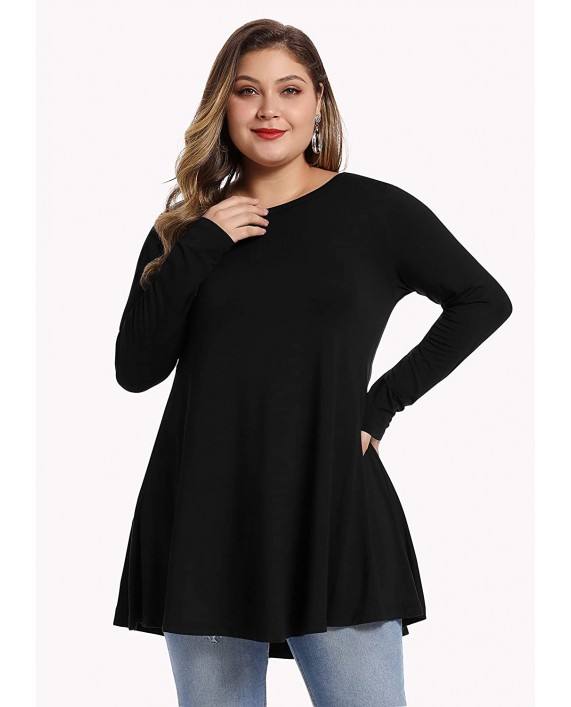LARACE Plus Size Tunic Tops for Women Long Sleeve Swing Shirt Loose Fit Flowy Clothing for Leggings at Women’s Clothing store