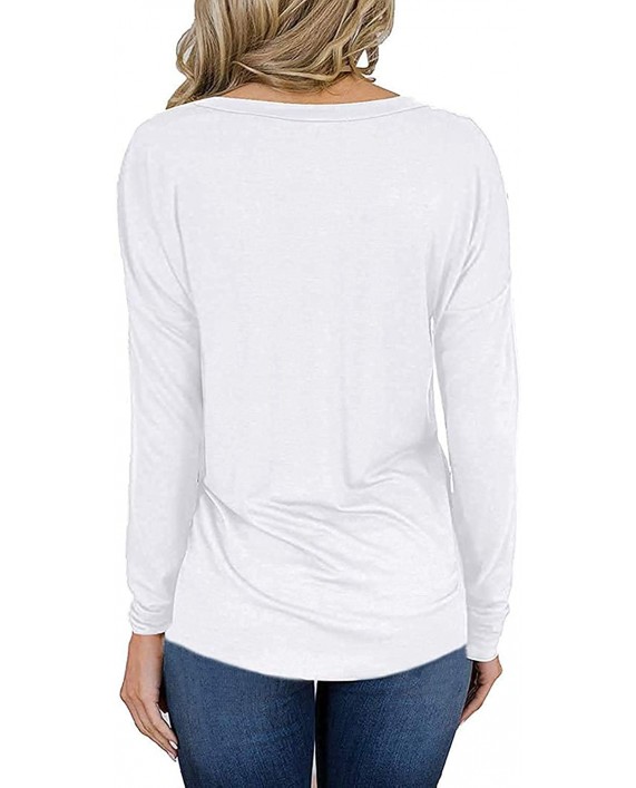 MISSLOOK Womens Criss Cross Long Sleeve Tops V Neck Tunic Tops Casual Fall T Shirts at Women’s Clothing store