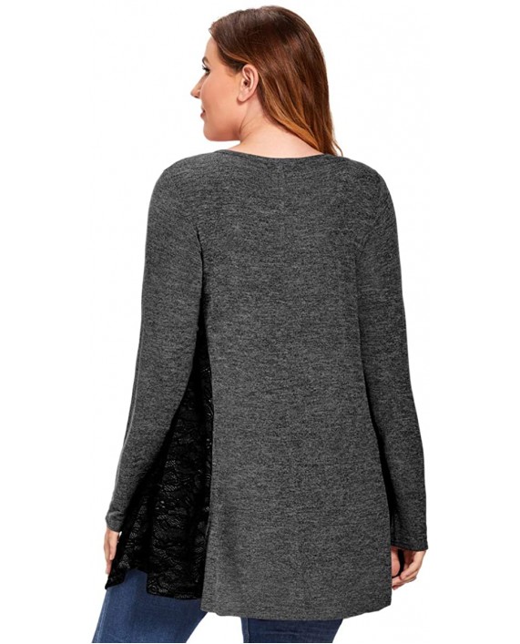 MONNURO Women's Long Sleeve Lace Sweatshirt Tunics Casual Loose Fall Tops Plus Size at Women’s Clothing store