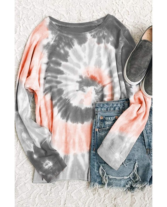 NEYOUQE Women Tie Dye Crewneck Pullover Sweatshirt Casual Color Block Loose Long Sleeve Tops at Women’s Clothing store