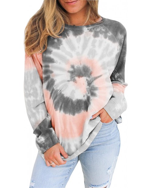 NEYOUQE Women Tie Dye Crewneck Pullover Sweatshirt Casual Color Block Loose Long Sleeve Tops at  Women’s Clothing store