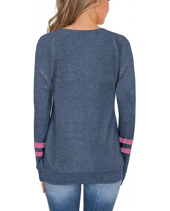 PINKMSTYLE Women's Crew Neck Long Sleeve Tunic Tops Color Block Sweatshirt with Pockets Loose Casual Blouse Shirts at Women’s Clothing store