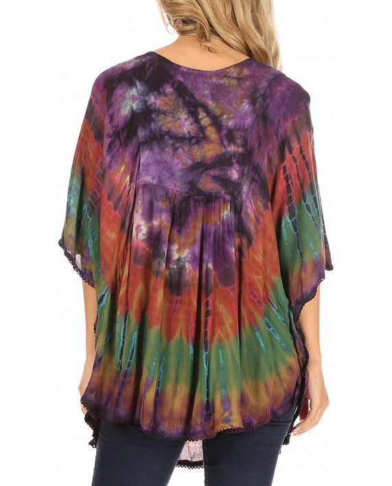 Sakkas 17031 - Sunia Tie Dye Caftan Sleeve Blouse | Cover Up - Brown - OS at Women’s Clothing store