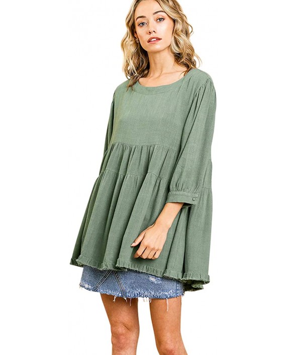 Umgee Women's Tiered Keyhole Babydoll Tunic Top at Women’s Clothing store